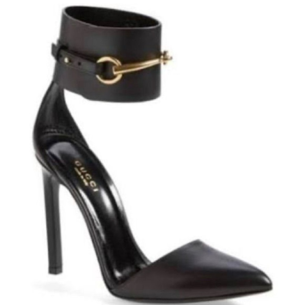 Gucci Ursula Black Ankle Strap Pumps